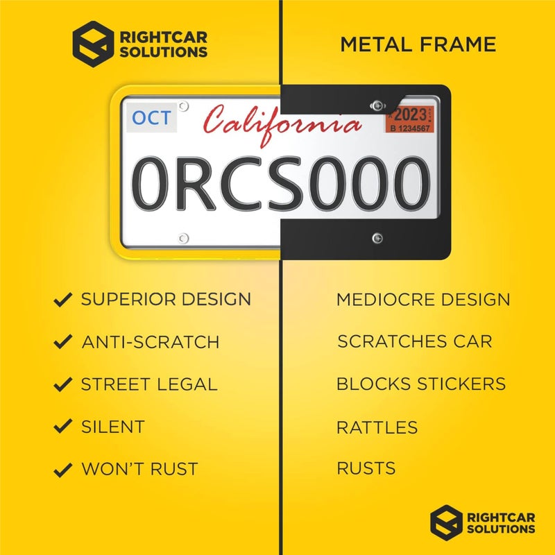 Rightcar Solutions Silicone License Plate Frame | The Original Premium Grade Silicone Car Plate Frame | Rust Proof, Rattle Proof, Weather Proof License Plate Holder (Yellow) - Image 4